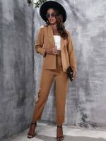  Button Long Sleeve Plain Women Suits 7954