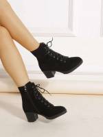  Lace Up Plain Women Fashion Boots 1865