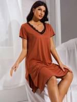  Short Sleeve V neck Women Nightgowns  Sleepshirts 8100