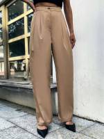 Zipper Regular Fit Casual Women Pants 6174