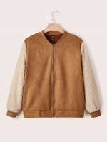 Casual Regular Pocket Baseball Collar Plus Size Jackets 5301