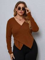  Wrap Casual Plus Size Tops 772