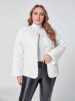  Long Sleeve Plain Casual Plus Size Winter Coats 3037