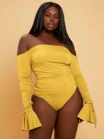  Plain Backless Plus Size Bodysuits 4234