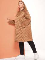  Plain Brown Regular Fit Plus Size Winter Coats 6622