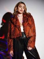 Glamorous Brown Contrast Faux Fur Crop Women Plus Clothing 961