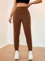 Regular Fit Plain Pocket Women Sweatpants 1262