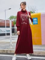 Funnel Neck  Figure Arabian Dresses 2301