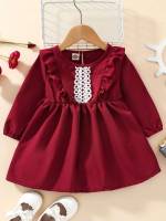 Cute Long Sleeve Knee Length Round Neck Baby Dresses 262