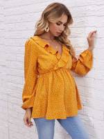  Long V neck Boho Maternity Tops 5536