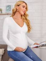  Burgundy Casual V neck Maternity 26