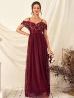 Maxi Contrast Mesh Burgundy Wedding  Special 2621