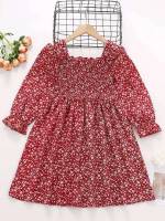 Short Long Sleeve Regular Fit Square Neck Girls Clothing 3034