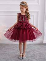  Plants Sleeveless Round Neck Girls Partywear 3263