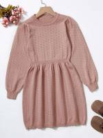 Scallop Regular Fit Round Neck Plain Girls Clothing 9419