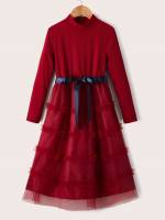  Burgundy Long Long Sleeve Girls Dresses 8401