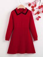 Dressy Long Sleeve Burgundy Collar Kids Clothing 297