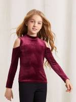 Cut Out Dressy Regular Long Sleeve Girls Clothing 469