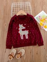 Regular Fit Long Sleeve Casual Burgundy Toddler Girls Clothing 8808