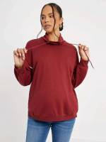 Hooded Burgundy Plain Long Sleeve Maternity Sweatshirts 5