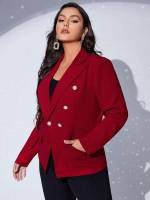  Plain Long Sleeve Burgundy Plus Size Suits 8675