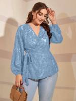 Long Sleeve Plain Elegant Plus Size Tops 2482