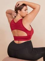  Burgundy Plain Women Plus Activewear 935