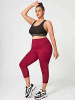 Skinny Contrast Mesh Plus Size Sports Leggings  Pants 57