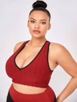  Burgundy Criss Cross Women Plus Activewear 2042