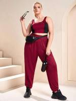  Burgundy Regular Fit Women Plus Activewear 1344