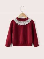  Burgundy Regular Fit Long Sleeve Toddler Girls Clothing 7145