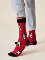 Cartoon Burgundy Women Socks  Hosiery 4782