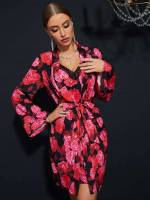 Floral Burgundy Elegant Women Sleepwear 492