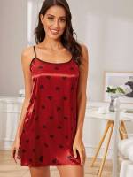  Spaghetti Strap Burgundy Women Sleepwear 8994