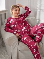  Cute Long Sleeve Plus Size Pajama Sets 8909