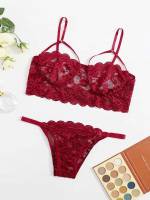 Scallop  Burgundy Underwear  Sleepwear 3218