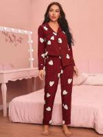  Letter Contrast Binding Cute Women Sleep  Lounge 624