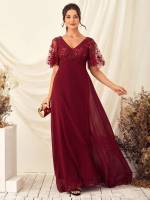 Burgundy Short Sleeve Regular Fit Wedding  Special 5046