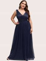  Sleeveless Regular Fit Plain Plus Size Wedding Party Wear 5927