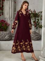 Long Sleeve Burgundy Modest V neck World Apparel 1460