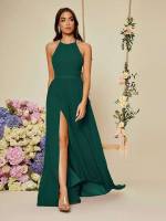 Backless Halter Regular Fit Plain Wedding  Special 1220