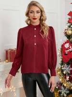 Regular Plain Stand Collar Women Clothing 4998