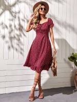 Regular Fit Ruffle Heart Sweetheart Women Dresses 4558