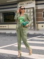 Regular Fit Plain Elegant Lapel Women Suits 3333