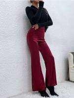 Long Plain Burgundy Women Clothing 273