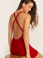 Sexy Backless Burgundy Mini Women Dresses 85