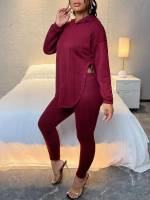 Casual Regular Fit Long Sleeve Hooded Women Two-piece Outfits 3