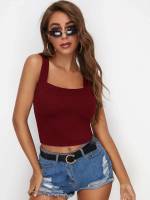 Slim Fit Straps Burgundy Women Tops, Blouses  Tee 4981