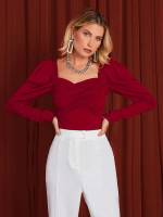  Plain Burgundy Elegant Women Clothing 4352