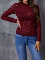  Sexy Burgundy Regular Women Tops, Blouses  Tee 1996